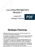 Marketing Management Module-1: Lesson # 5 Strategic Planning