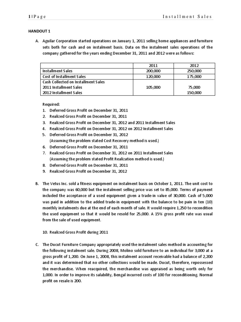 Installment Sales: Problems & Solutions | PDF | Interest | Present Value