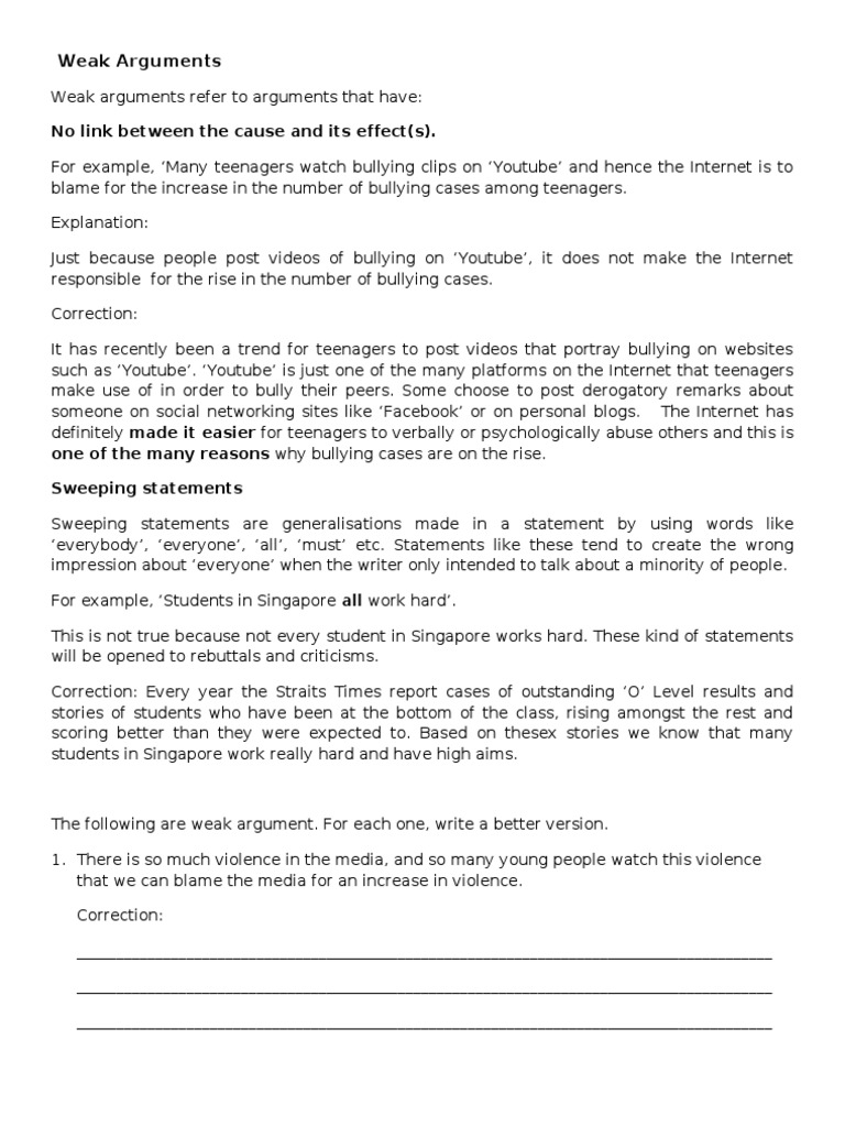Weak Arguments: No Link Between The Cause and Its Effect(s) | PDF