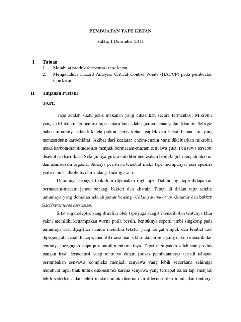 Laporan Pembuatan Tape Ketan