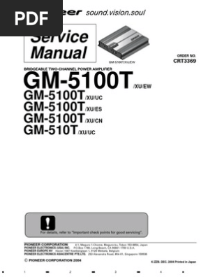 Pioneer GM-5100T Service Manual | PDF | Decibel | Loudspeaker