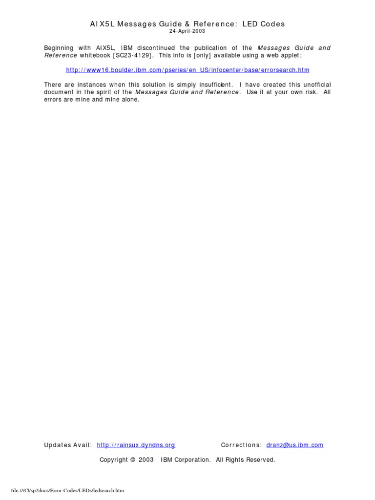 Aix Led Codes | PDF | System Software | Office Equipment