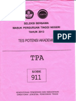 Soal SBMPTN 2013 Tpa