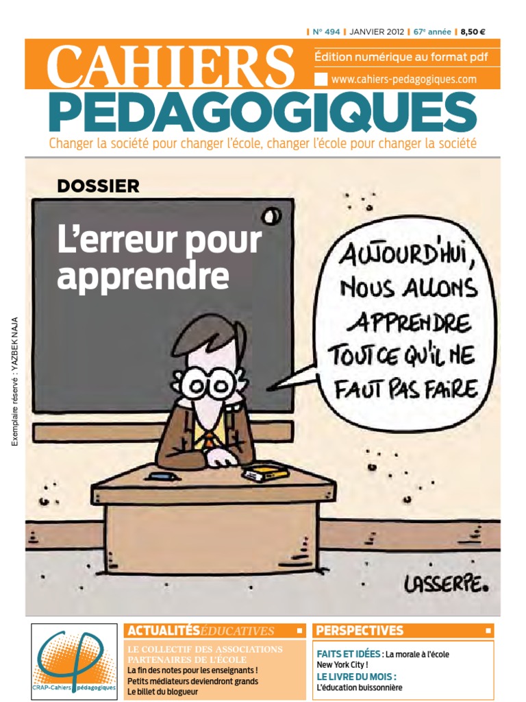Pedagogie Toulouse Page De Garde Cahier De Vie Cahiers Pedagogiques 494 | PDF | Pédagogie | Écoles