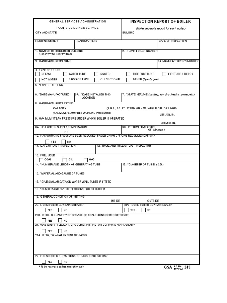 Boiler Inspection Report Template | PDF