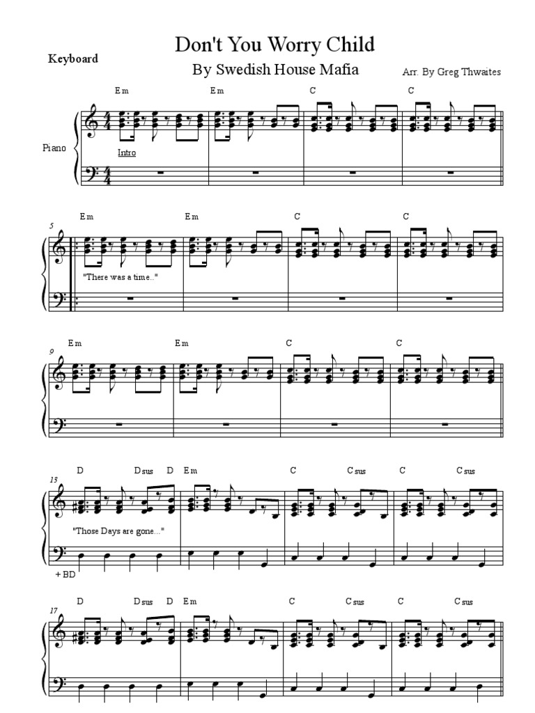 Dont You Worry Child Chords