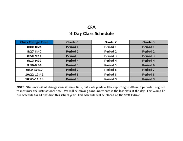 Schedule-Half Day Schedule | PDF | Learning | Cognition