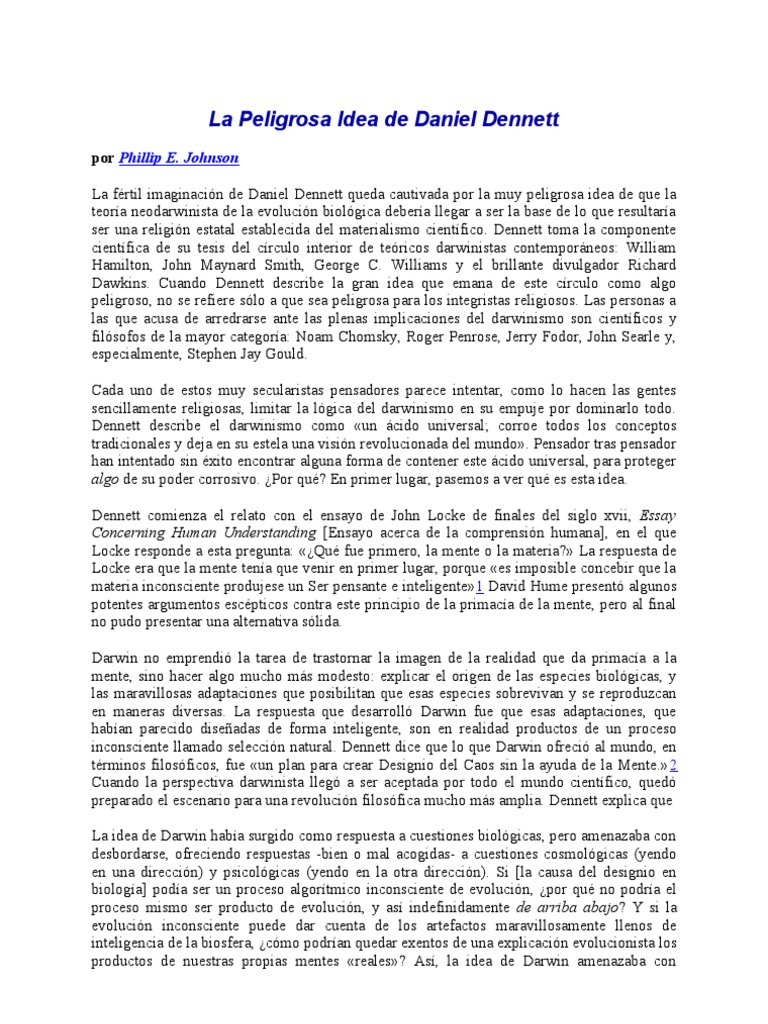 La Peligrosa Idea de Daniel Dennett | PDF | Evolución | darvinismo