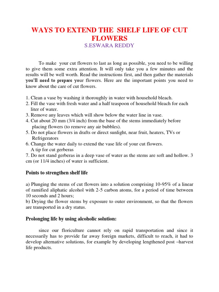 Extend Cut Flowers' Shelf Life | PDF