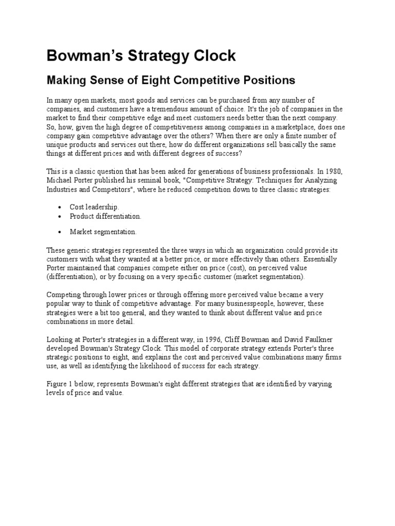 Bowman's Strategy Clock PDF Competitive Advantage Strategic