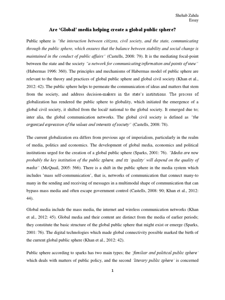 Global Media and Public Sphere Dynamics | PDF | Public Sphere ...