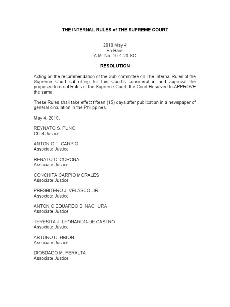 internal rules of the supreme court