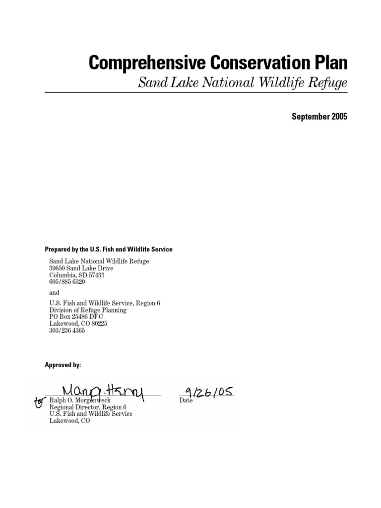 Comprehensive Conservation Plan Sand Lake National Wildlife Refuge PDF ...