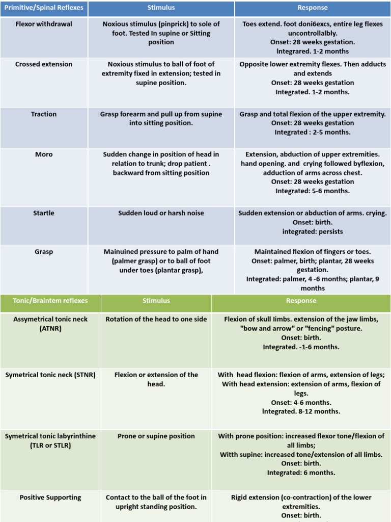 Reflex Assesment - Developmant Reflexes Pediatric | PDF | Anatomical ...