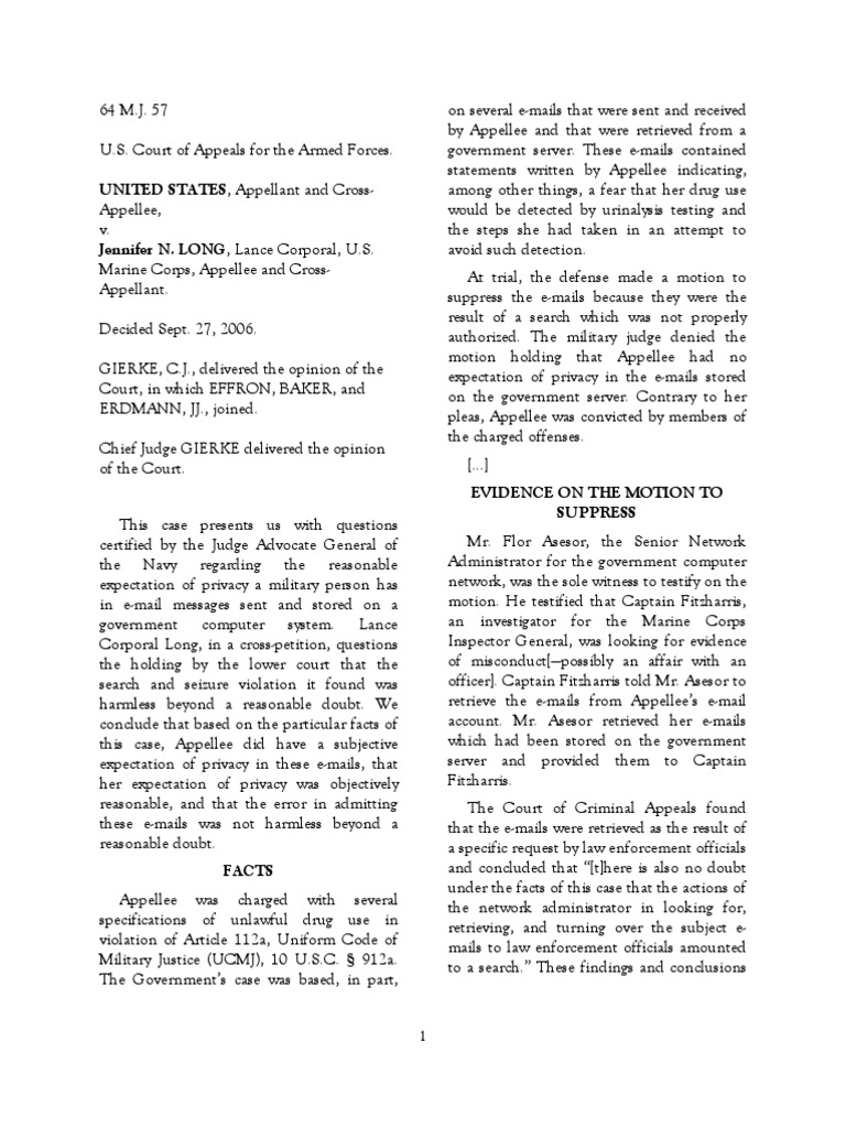 Long Case PDF Expectation Of Privacy Search And Seizure