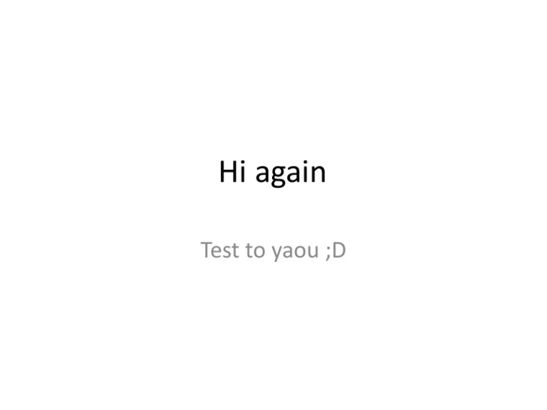 Hi Again | PDF