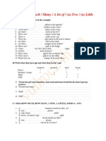 SOME ANY MUCH MANY A LOT A FEW A LITTLE Quantifiers Worksheet