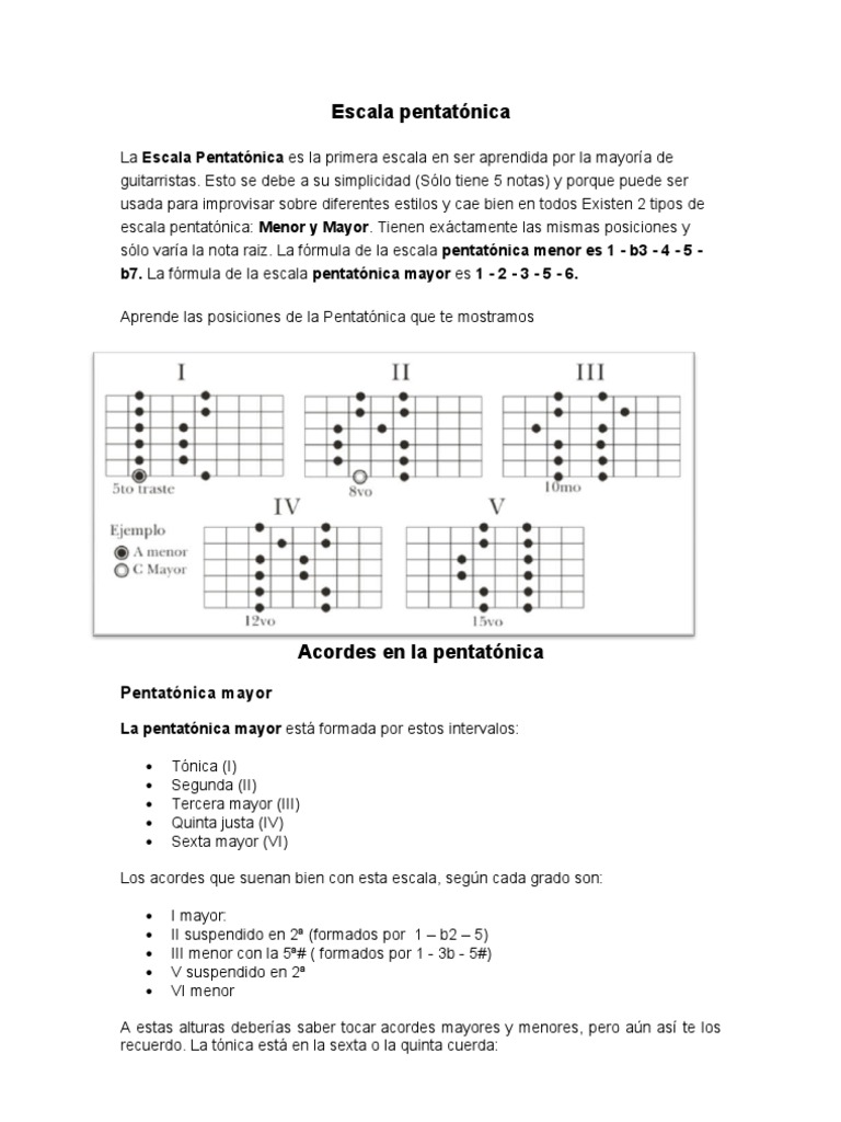 Guía de la Escala Pentatónica | PDF | Escala (música) | Acorde (Música)