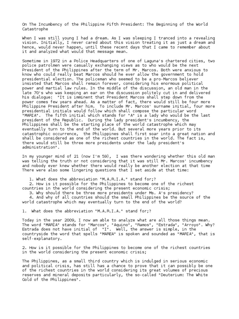 On The Incumbency of The Philippine Fifth President: The Beginning of ...