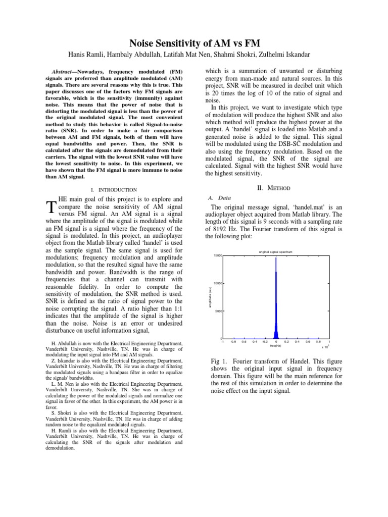 Noise Sensitivity: AM vs FM Signals | PDF | Frequency Modulation ...