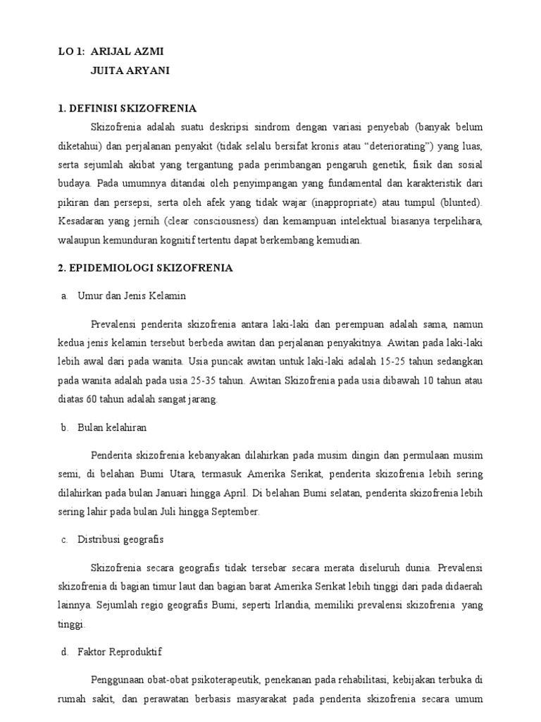 Epidemiologi Skizofrenia Pdf