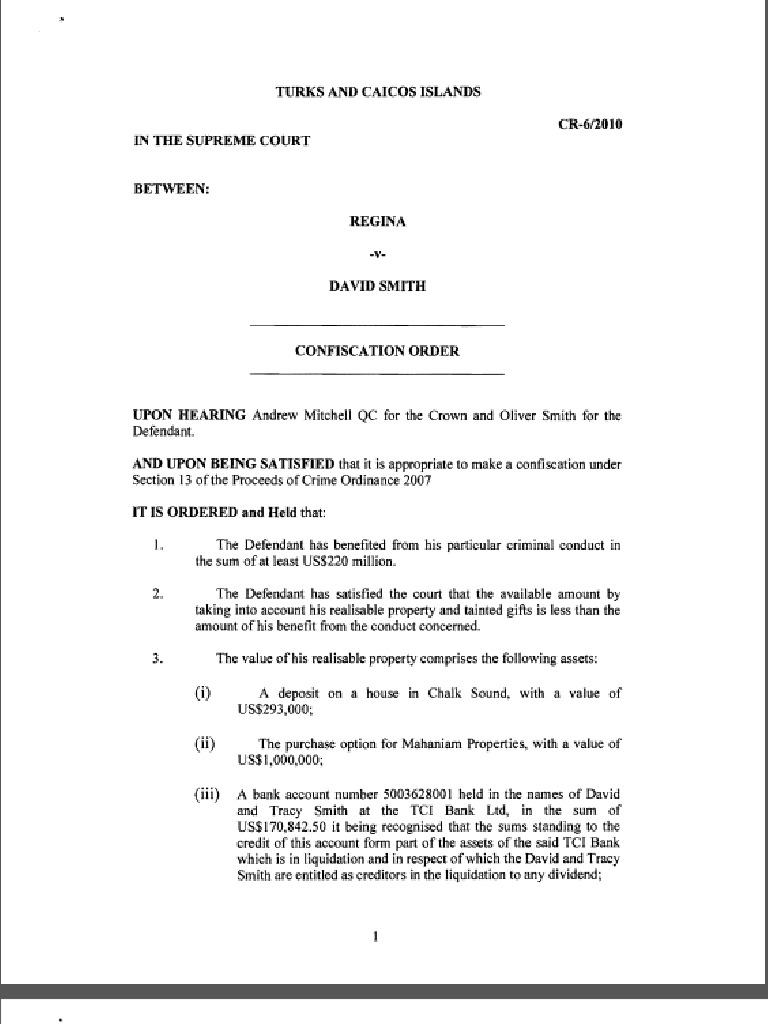 David Smith Confiscation Order | PDF