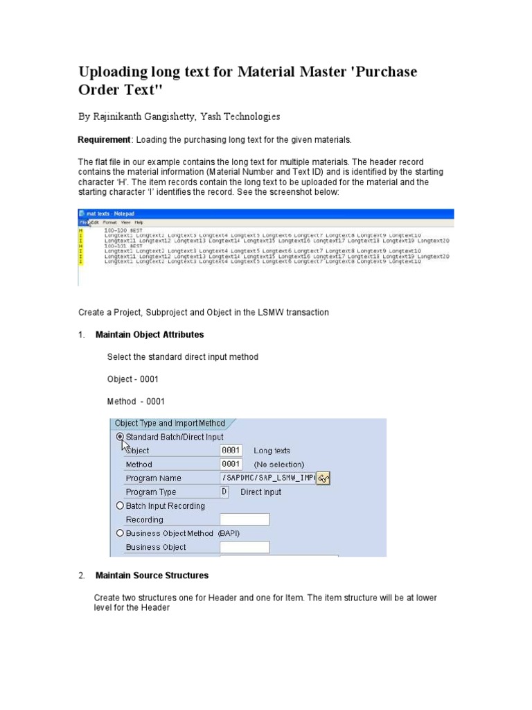 Material Master Purchase Order Text PDF Computer File Data