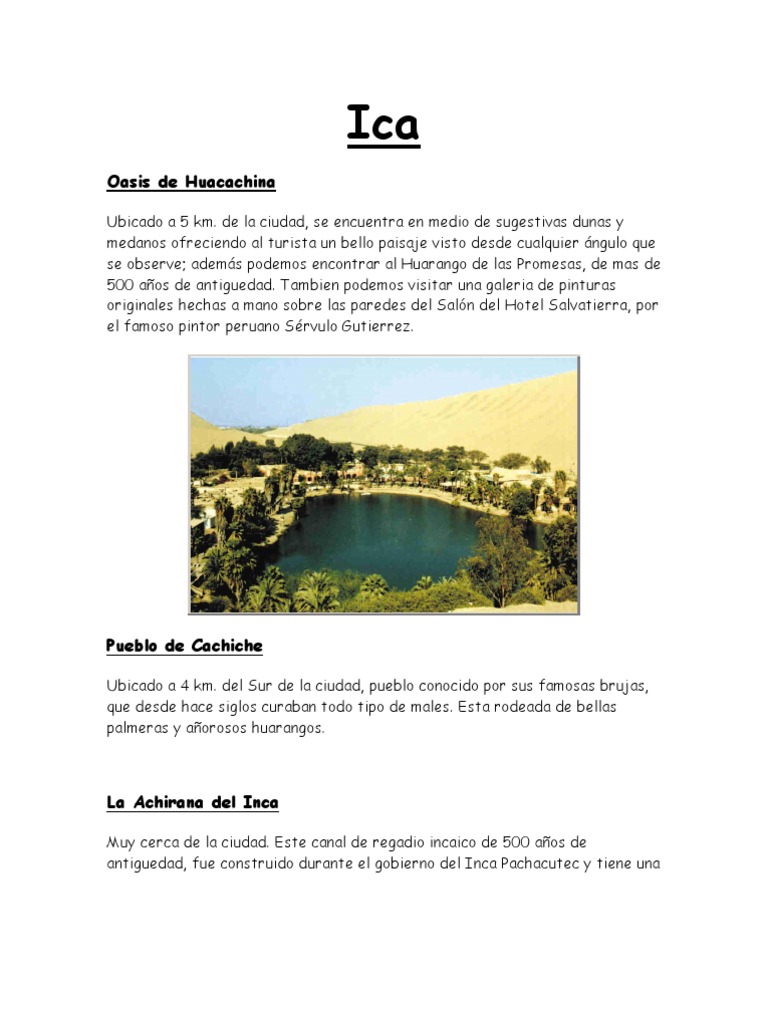 Atractivos turísticos en Ica, Perú | PDF | Cultura (general) | Naturaleza
