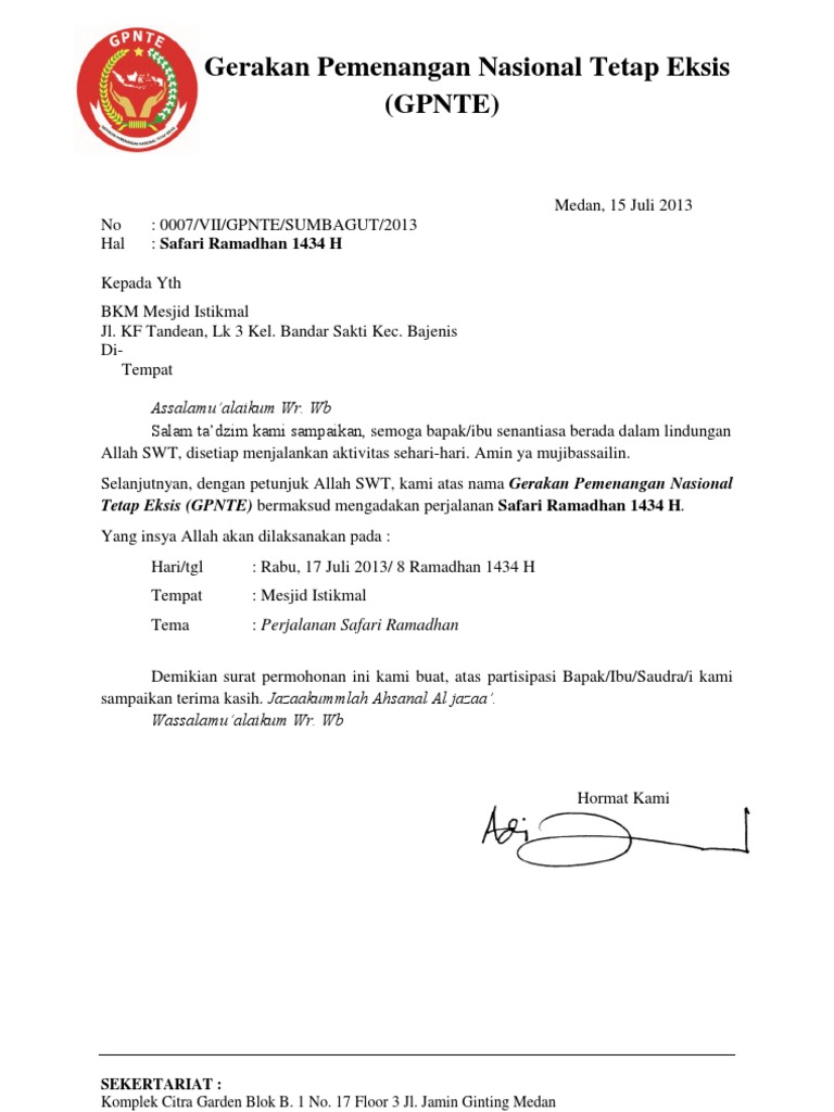 Surat Safari Ramadhan
