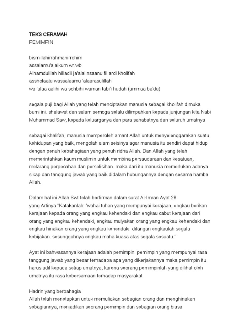 Teks Ceramah Pemimpin Pdf