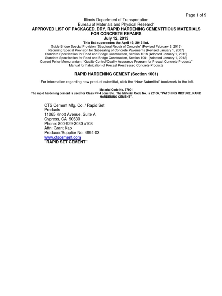 Rapid Hardening Concrete | PDF | Precast Concrete | Concrete
