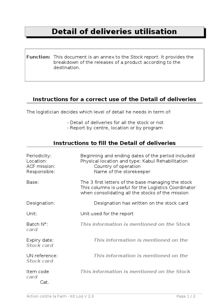 Deliveries Utilization Breakdown Guide | PDF