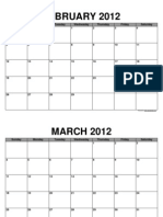 February 2012: Sunday Monday Tuesday Wednesday Thursday Friday Saturday 1 2 3 4