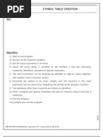 Symbol Table Creation: CAPE INSTITUTE OF TECHNOLOGY-Department of IT - System Software Lab (CS 57)