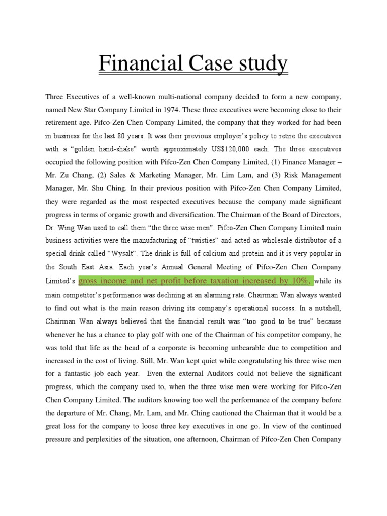 example of case study in financial management