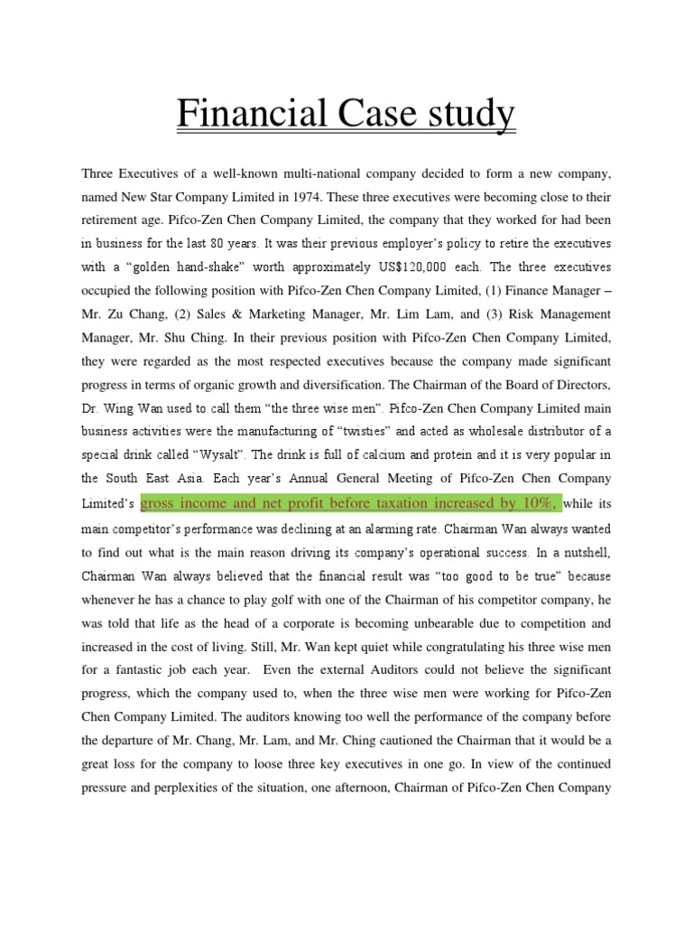 Financial Case Study PDF Banks Debt
