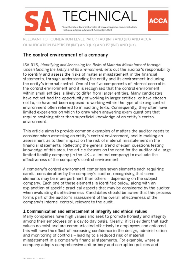 Control Environment PDF