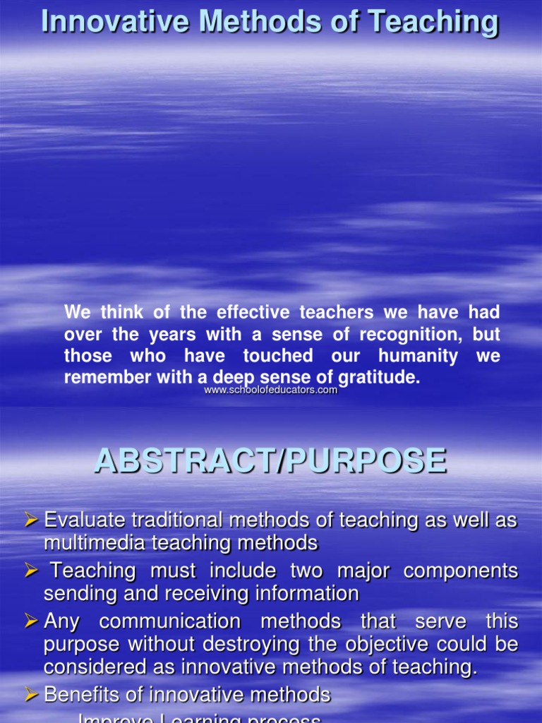 Innovative Teaching Methods Overview | PDF | Humour | Information
