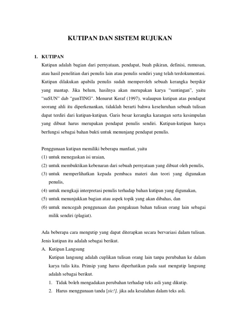 Kutipan Dan Sistem Rujukan