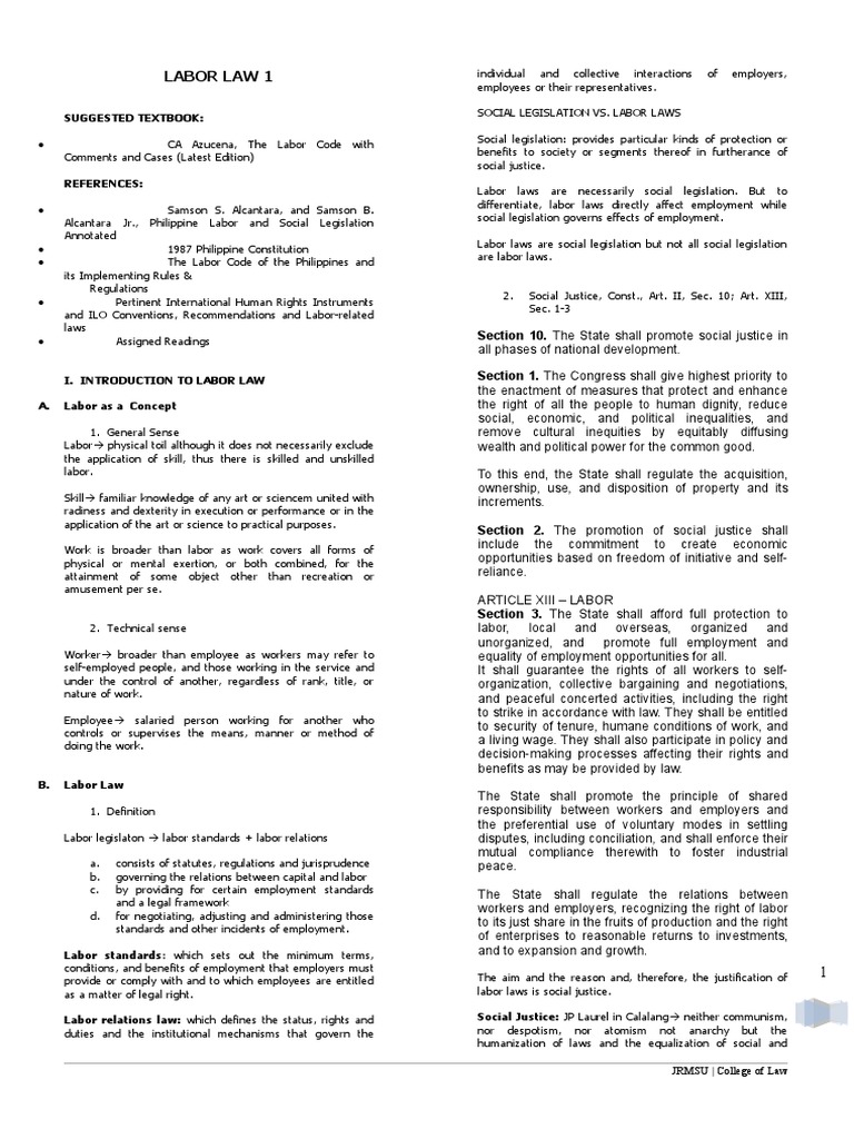 Introduction to Labor Law Concepts | PDF | Employment | Labour Law