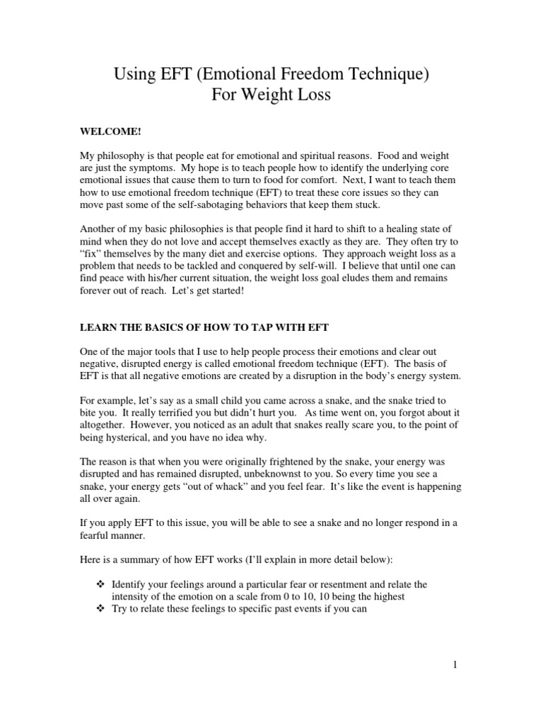Eft Weight Loss Program PDF Emotional Freedom Techniques Eating