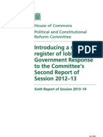 Committee publishes Government Response to Introducing a statutory register of lobbyists report.