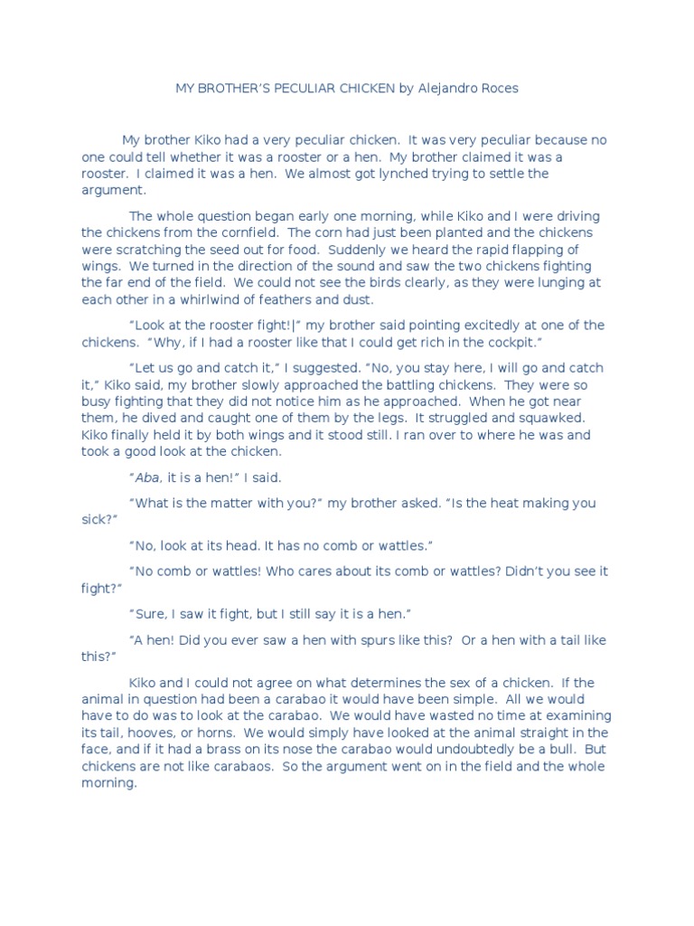 My Brother's Peculiar Chicken PDF Chicken Birds