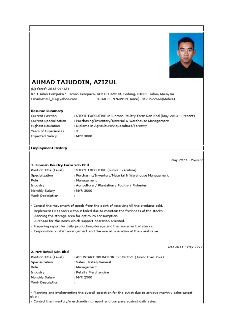 Contoh Resume Inventory Retail