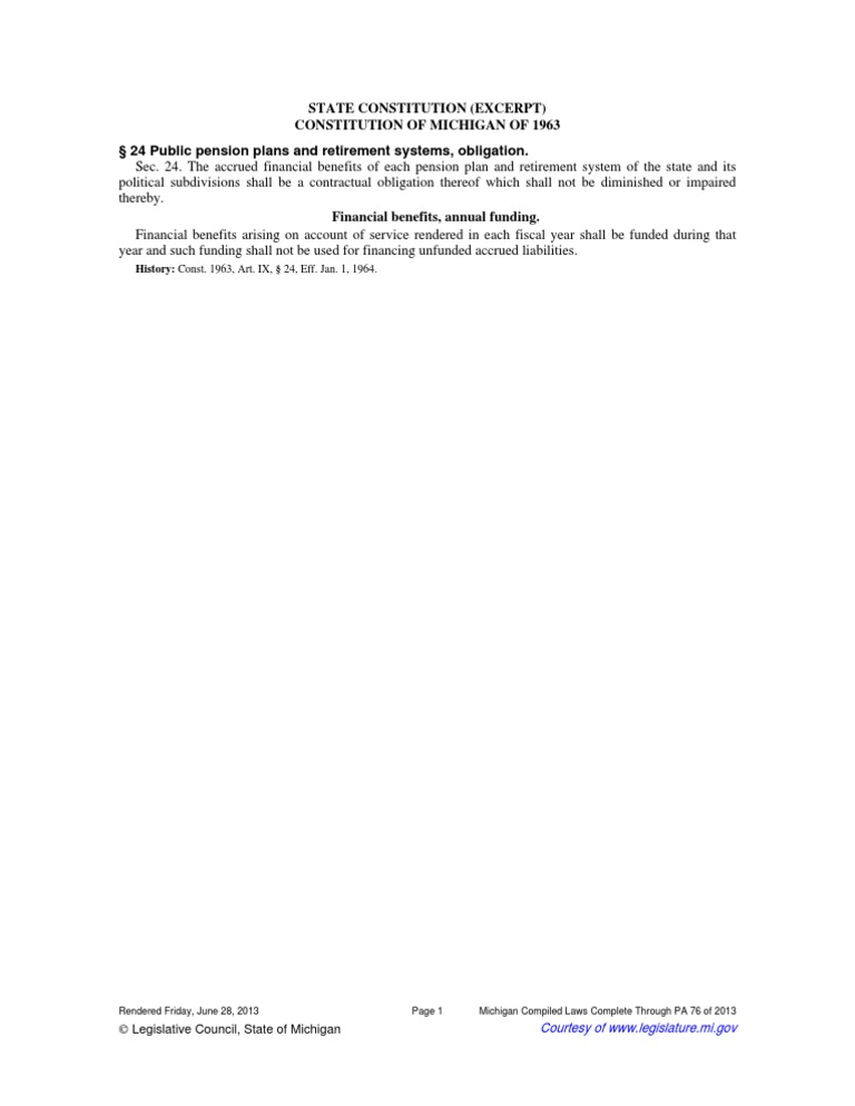 Michigan Public Pension Obligations | PDF