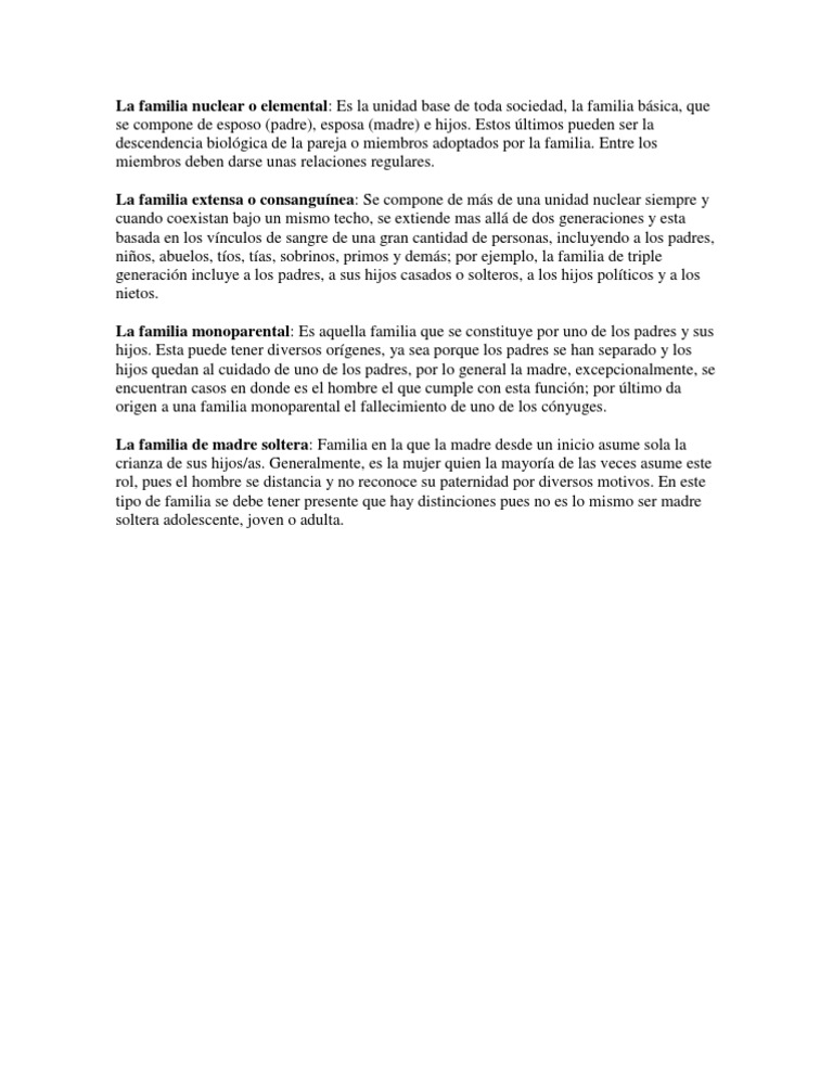 La Familia Nuclear O Elemental PDF Familia Relaciones Interpersonales