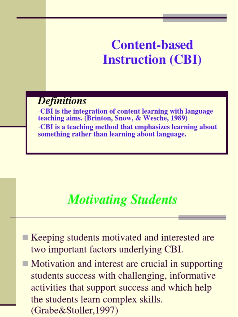 Content-Based Instruction Overview | PDF