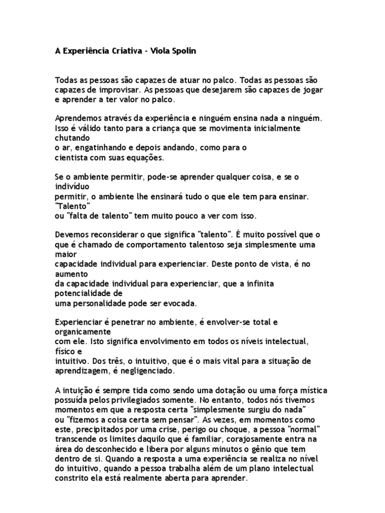 A Experiência Criativa Viola Spolin PDF