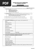 Travel Grant Form For Paper Presentation