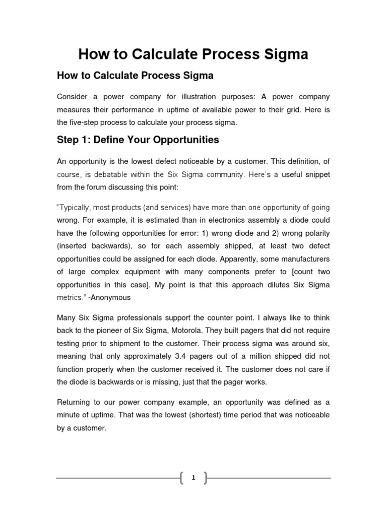 Calculating Process Sigma Levels | PDF | Standard Deviation | Six Sigma